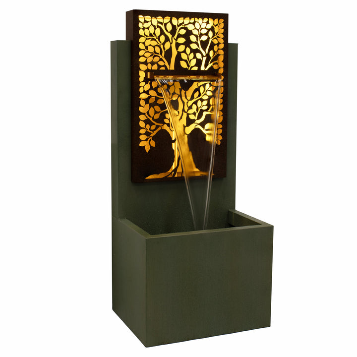 Sunnydaze Mighty Oak Steel Outdoor Water Fountain with LEDs - 41.25" Image 9