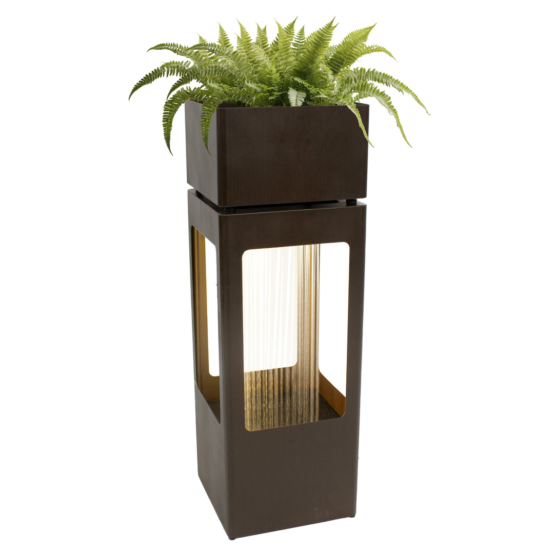 Sunnydaze Serene Showers Zinc Water Fountain with Planter and LEDs - 36" Image 12