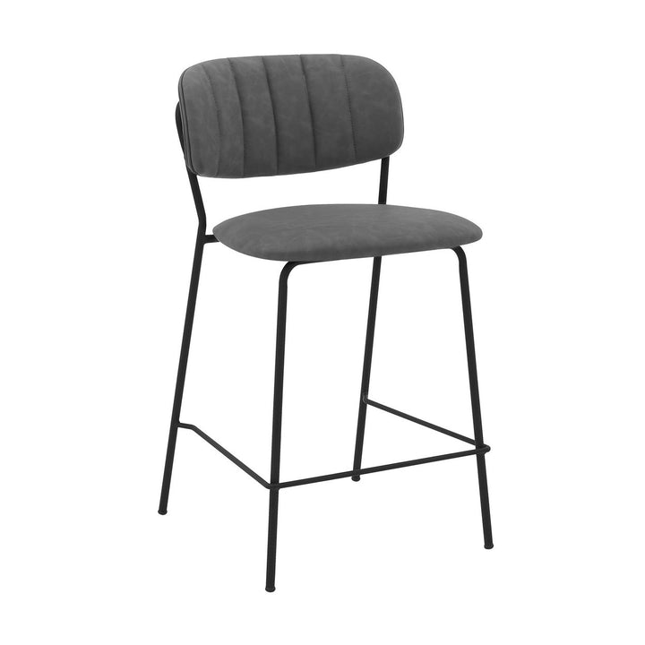 26" Gray And Black Iron Counter Height Bar Chair Image 2