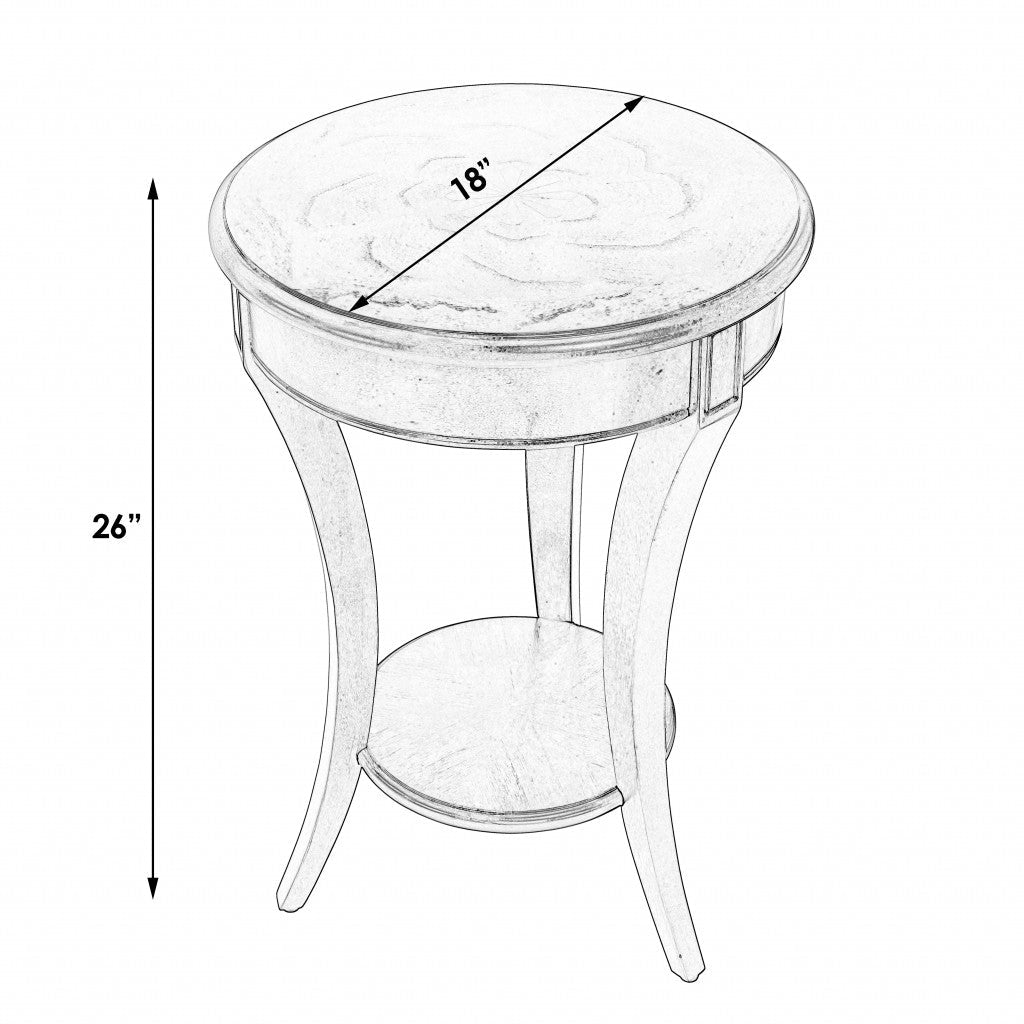 26" Dark Brown And Cherry Manufactured Wood Round End Table With Shelf Image 7