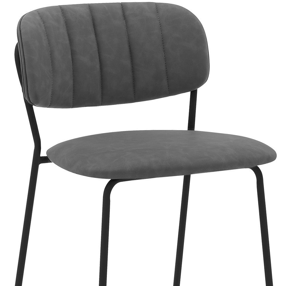 26" Gray And Black Iron Counter Height Bar Chair Image 9