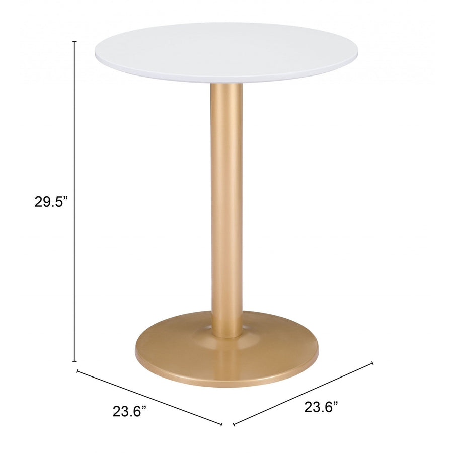 24" Gold And White Round End Table Image 1