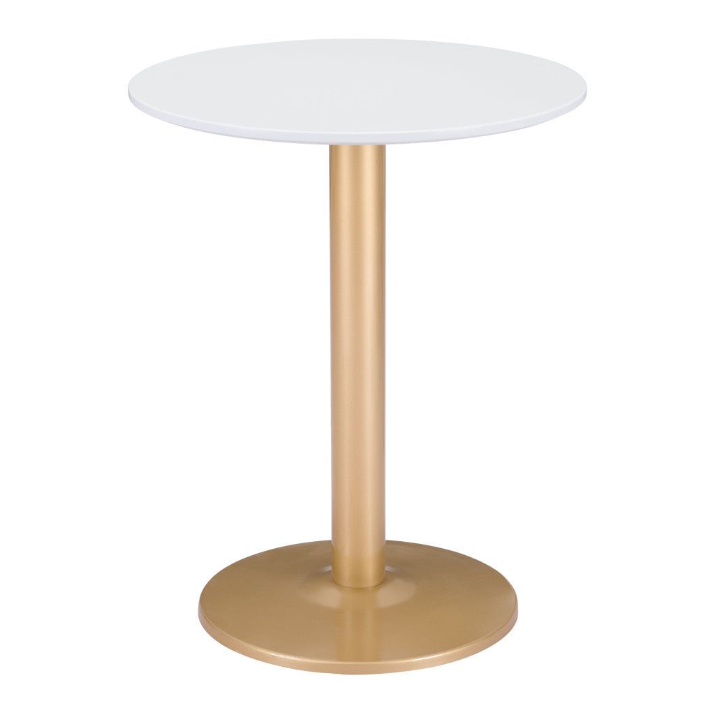 24" Gold And White Round End Table Image 4