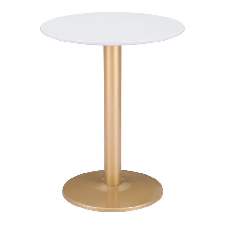 24" Gold And White Round End Table Image 4