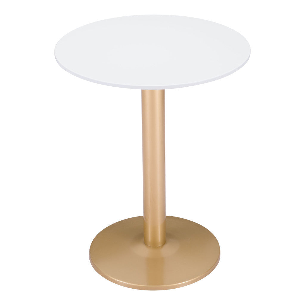 24" Gold And White Round End Table Image 5