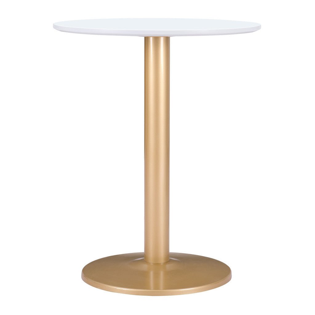 24" Gold And White Round End Table Image 9