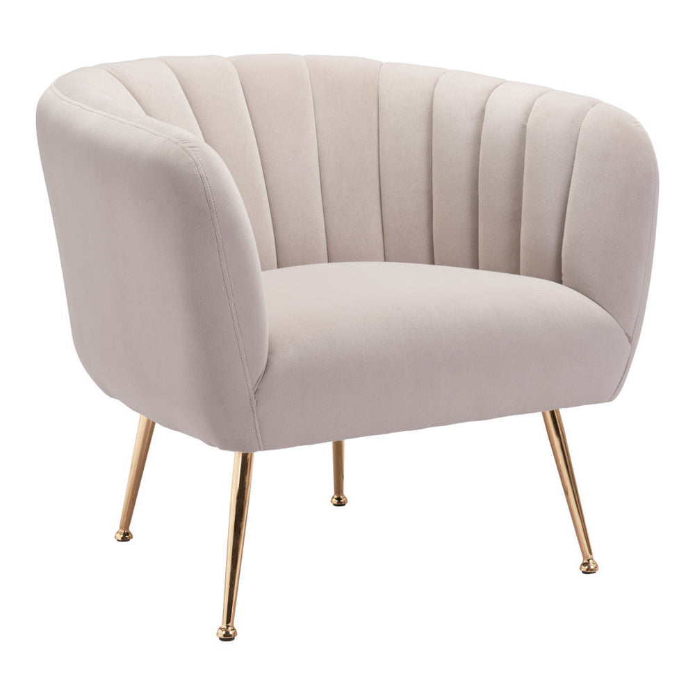 30" Ivory And Gold Fabric Tufted Club Chair Image 2