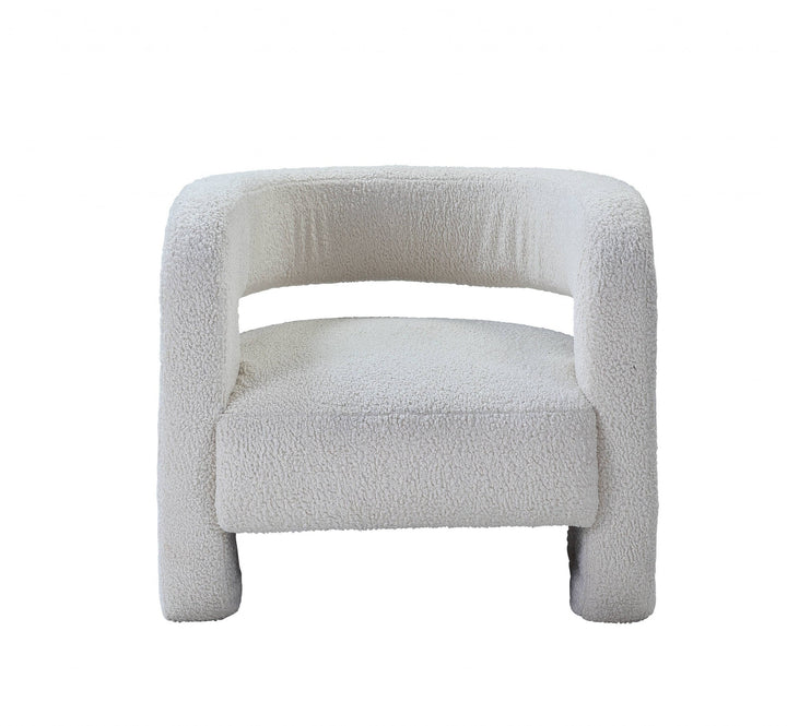 32" White Sherpa Solid Color Barrel Chair Image 1