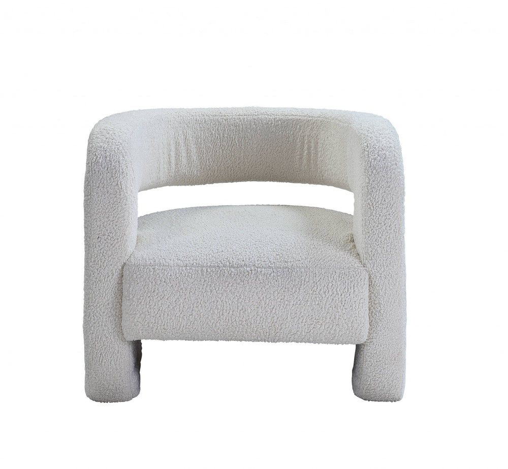 32" White Sherpa Solid Color Barrel Chair Image 2