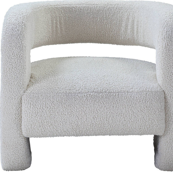 32" White Sherpa Solid Color Barrel Chair Image 3