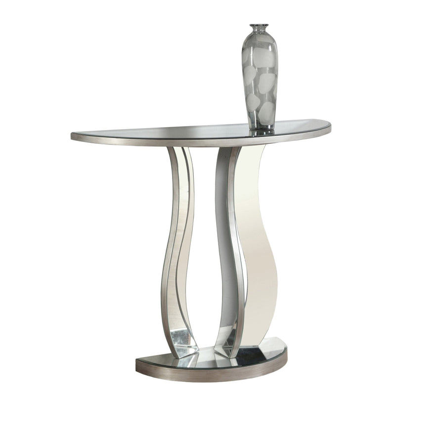 33" Silver Glass Mirrored End Table Image 1