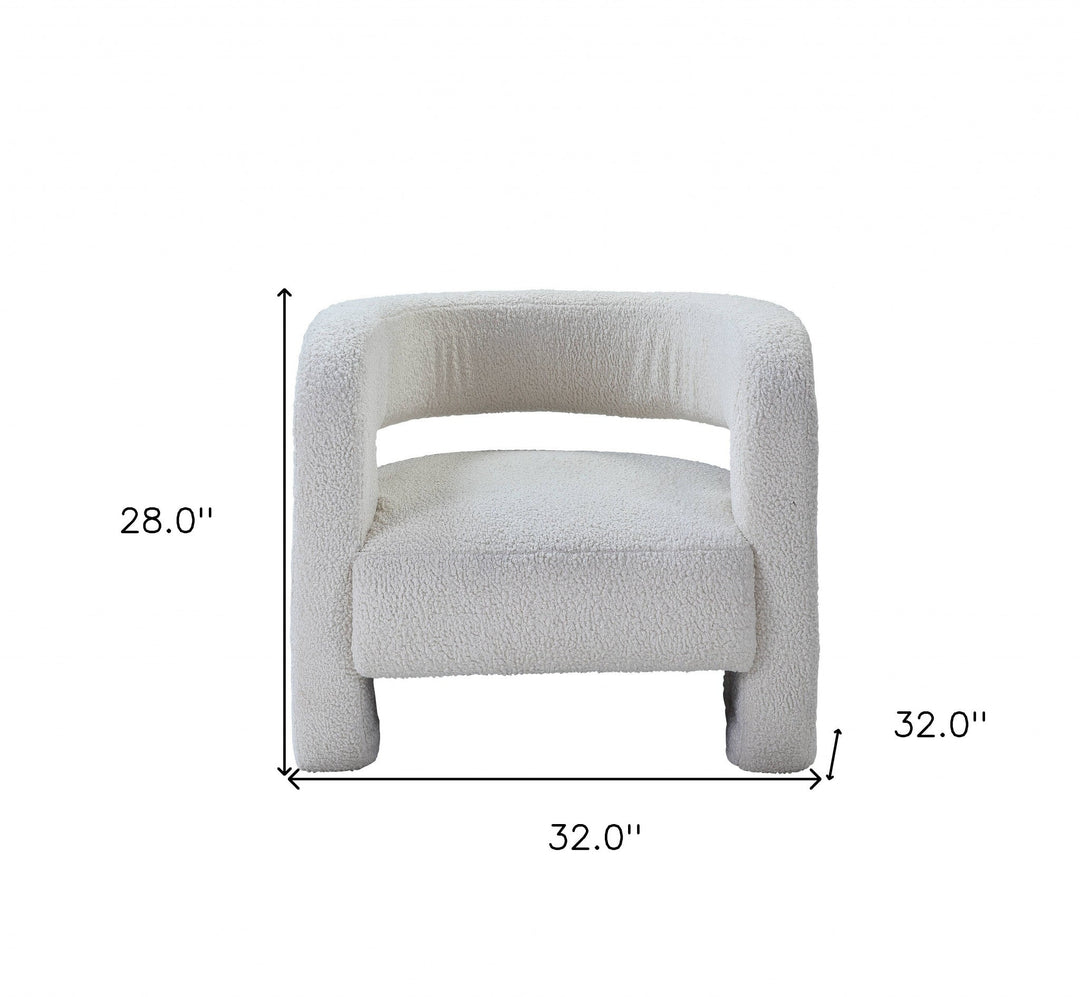 32" White Sherpa Solid Color Barrel Chair Image 5