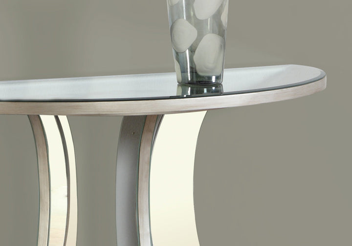 33" Silver Glass Mirrored End Table Image 2