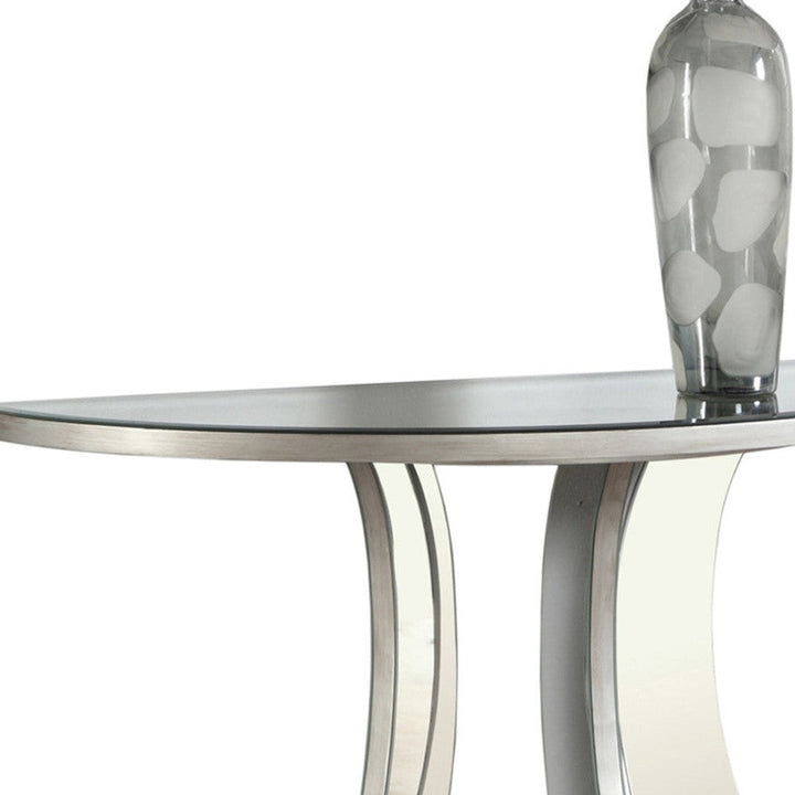 33" Silver Glass Mirrored End Table Image 5