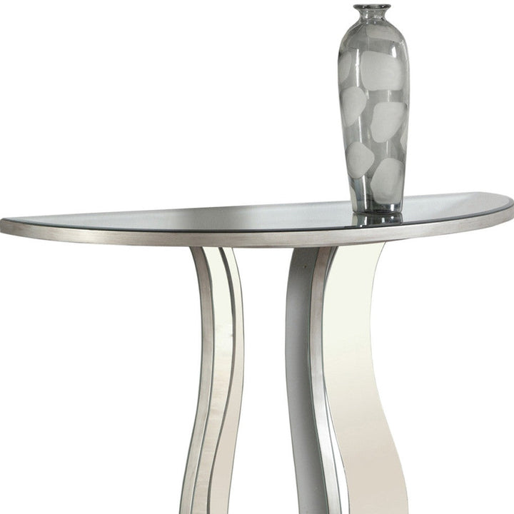 33" Silver Glass Mirrored End Table Image 6