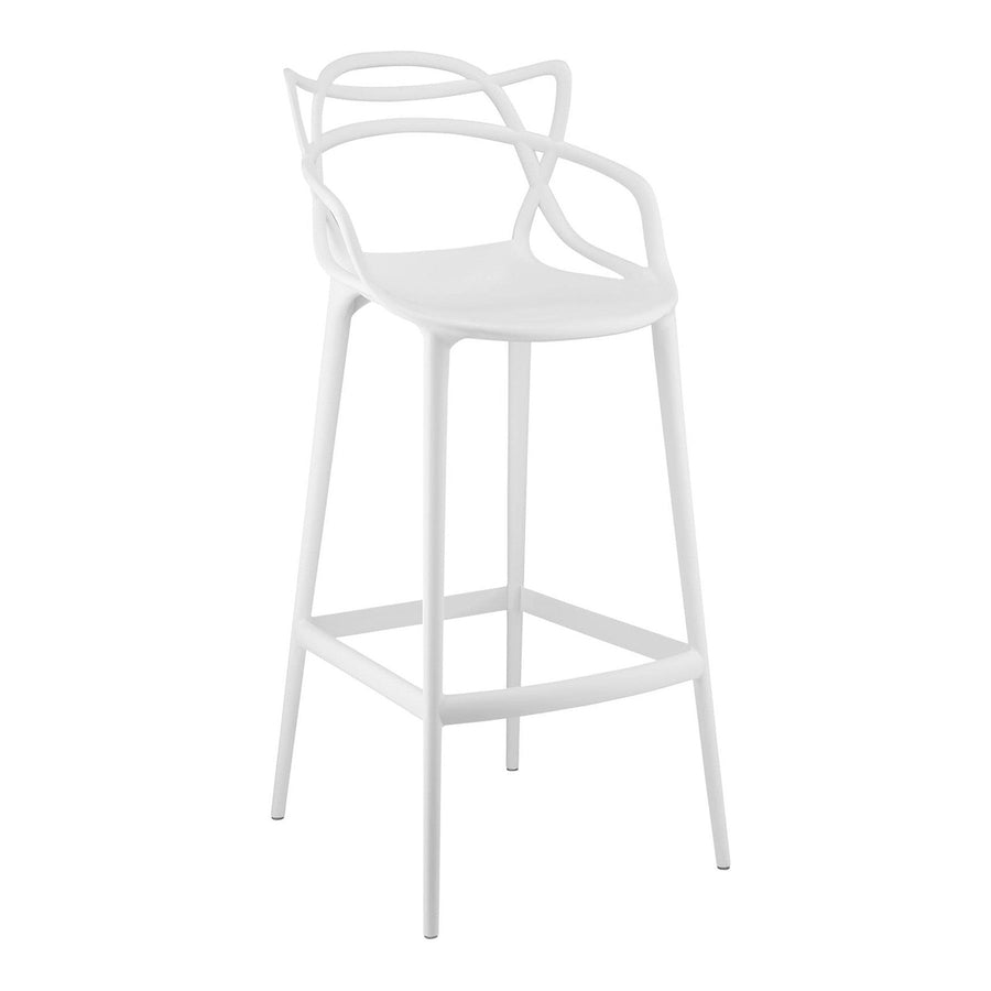 31" White Heavy Duty Plastic Bar Height Bar Chair Image 1