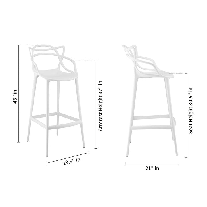 31" White Heavy Duty Plastic Bar Height Bar Chair Image 4