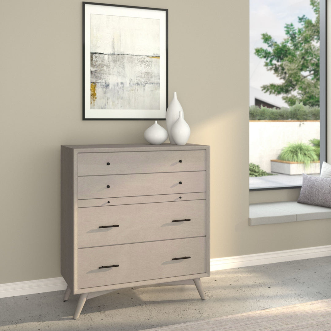 38" Gray Solid Wood Four Drawer Chest Image 1