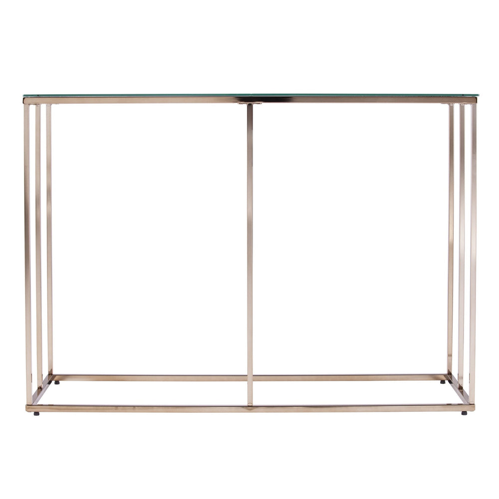 42" Clear and Gold Glass Frame Console Table Image 2