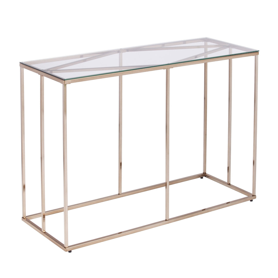 42" Clear and Gold Glass Frame Console Table Image 3