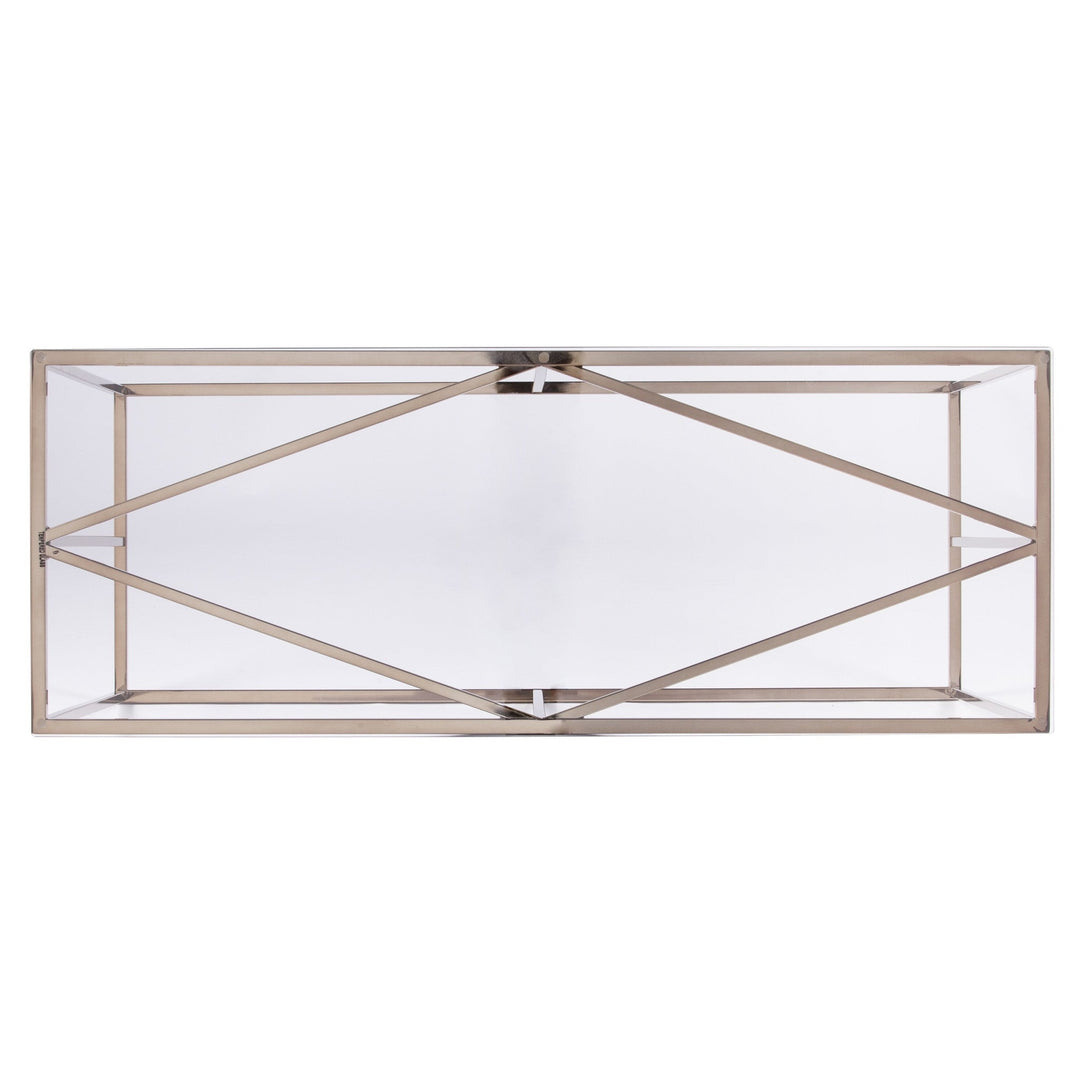 42" Clear and Gold Glass Frame Console Table Image 5