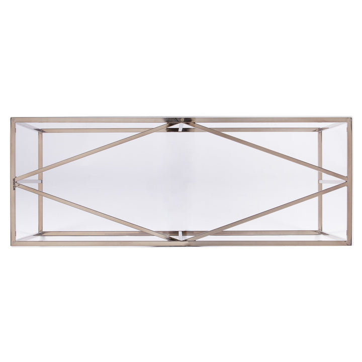 42" Clear and Gold Glass Frame Console Table Image 5