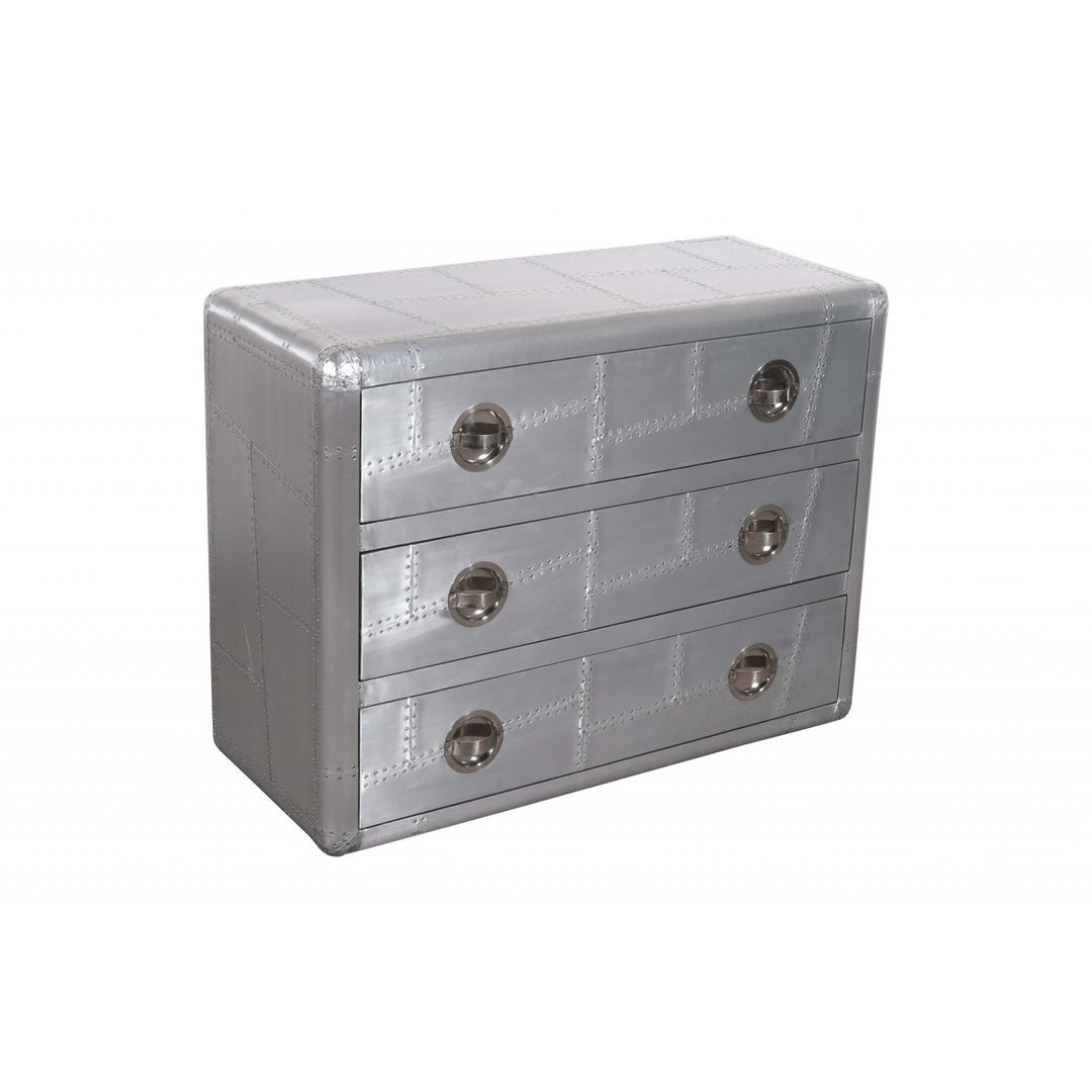 42" Silver Aluminum Three Drawer Dresser Image 1