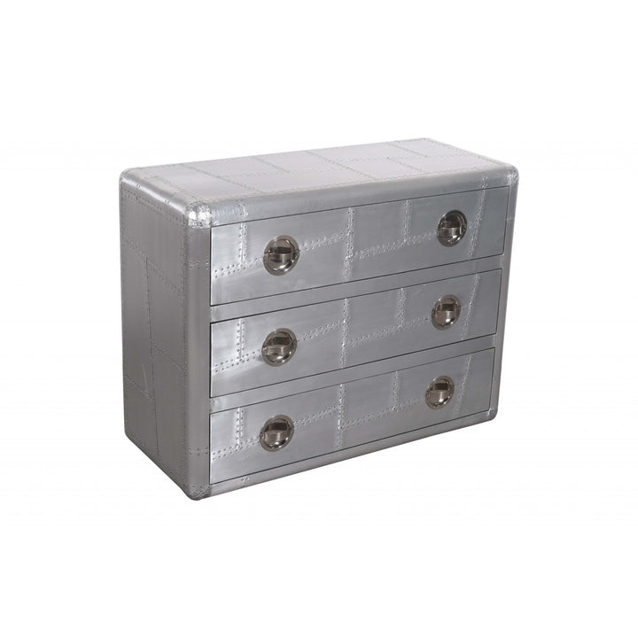 42" Silver Aluminum Three Drawer Dresser Image 1