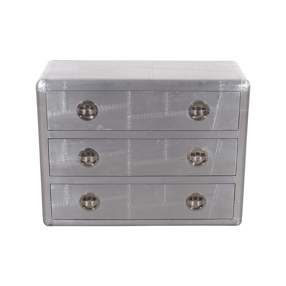 42" Silver Aluminum Three Drawer Dresser Image 2