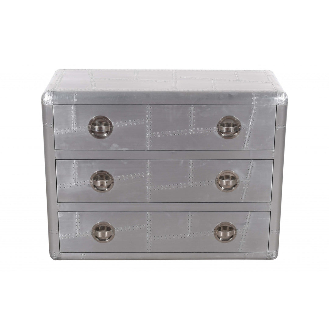 42" Silver Aluminum Three Drawer Dresser Image 2