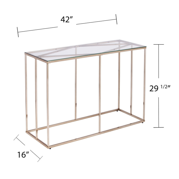 42" Clear and Gold Glass Frame Console Table Image 7