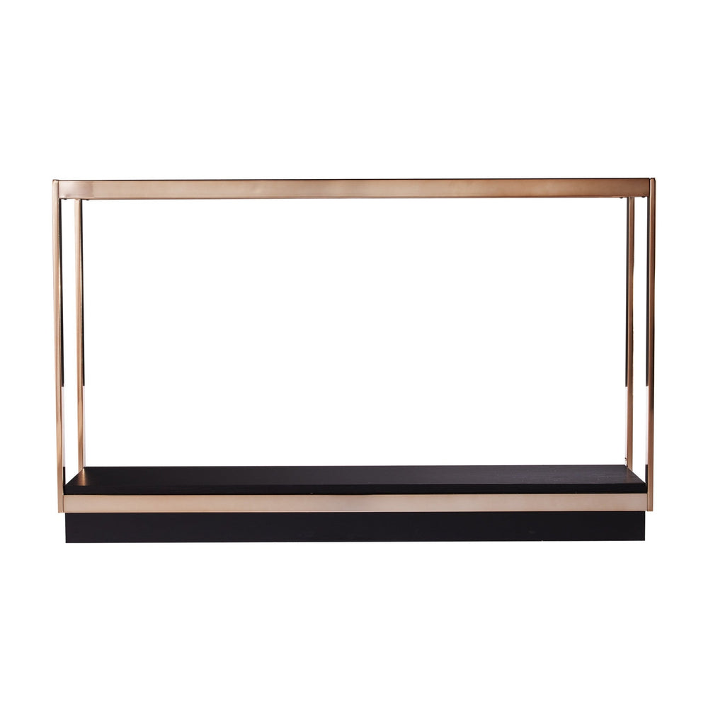 48" Clear and Champagne Glass Floor Shelf Console Table With Storage Image 2