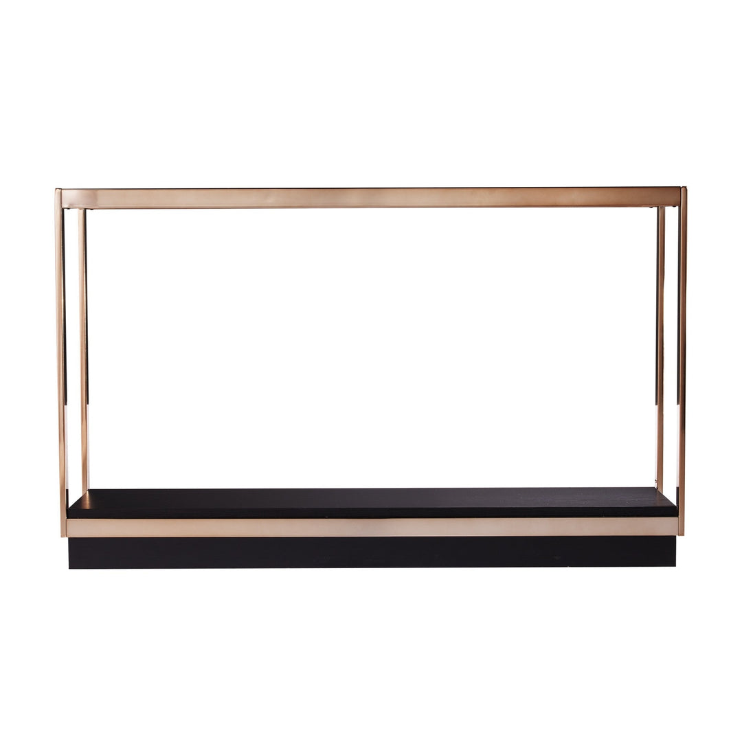 48" Clear and Champagne Glass Floor Shelf Console Table With Storage Image 2