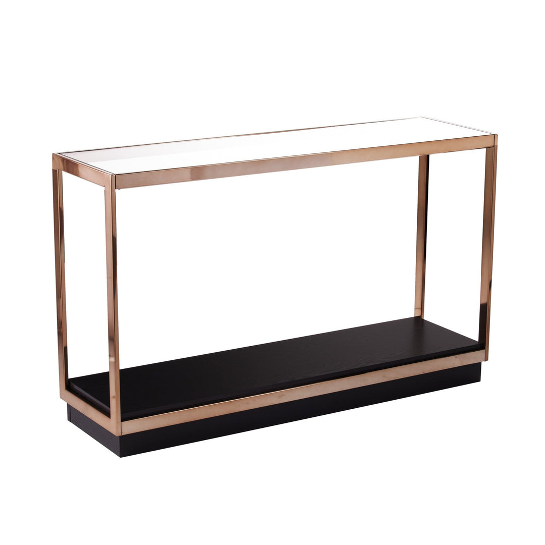 48" Clear and Champagne Glass Floor Shelf Console Table With Storage Image 3