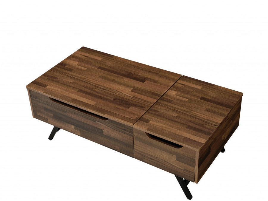 48" Walnut Rectangular Lift Top Coffee Table With Drawer Image 1