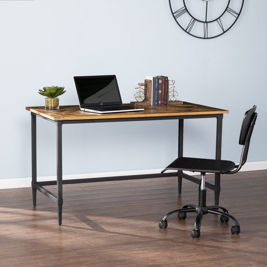 53" Natural And Black Writing Desk Image 1