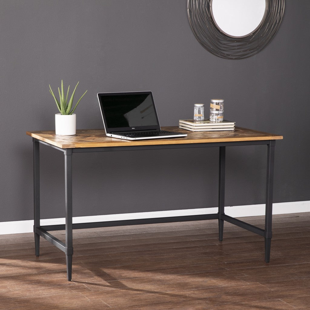 53" Natural And Black Writing Desk Image 2