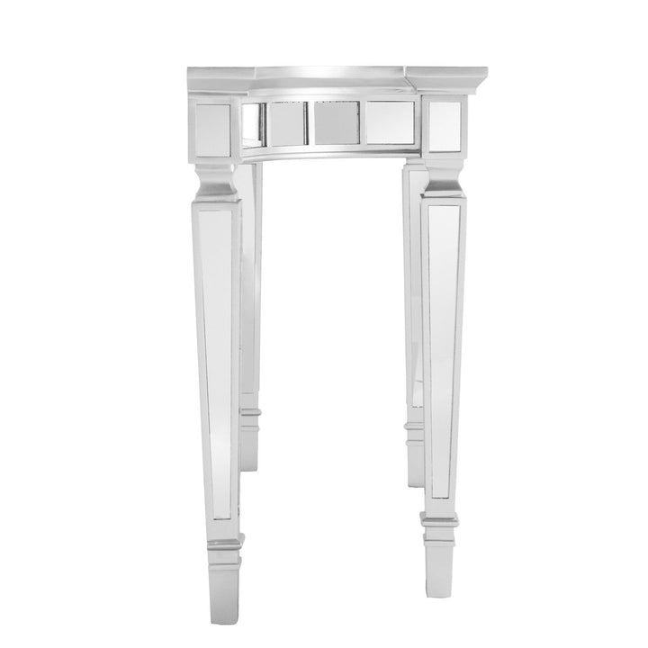 45" Silver Mirrored Glass Free Form Console Table Image 3