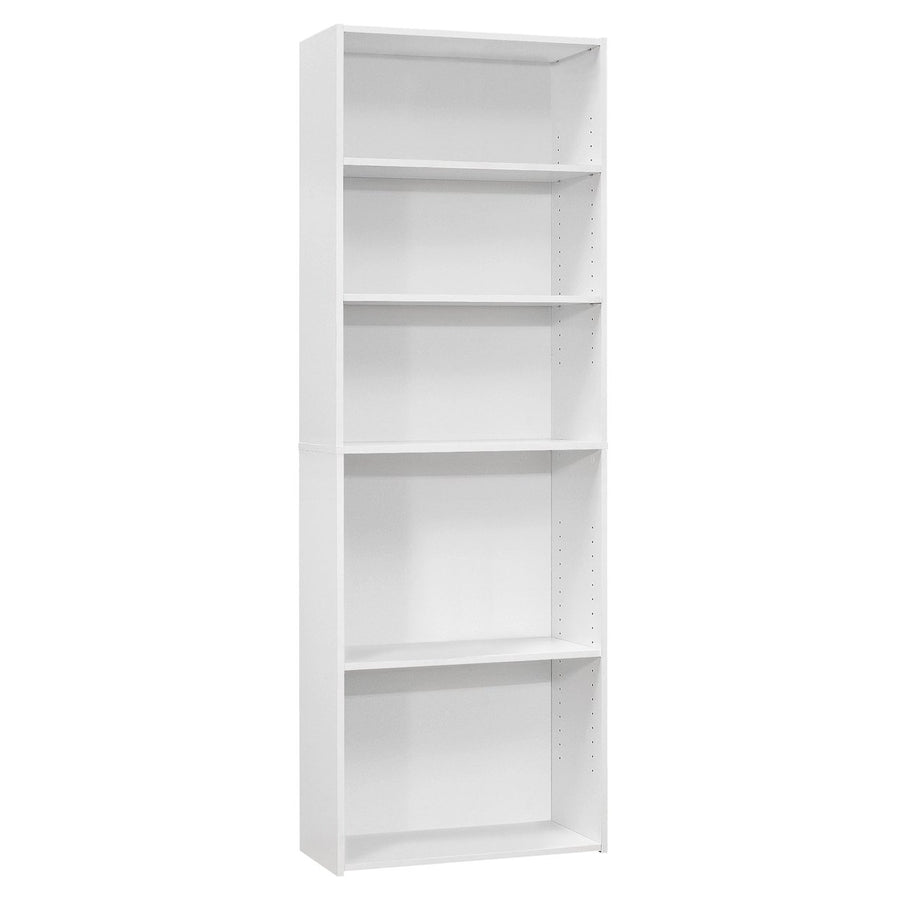 71" White Wood Adjustable Bookcase Image 1