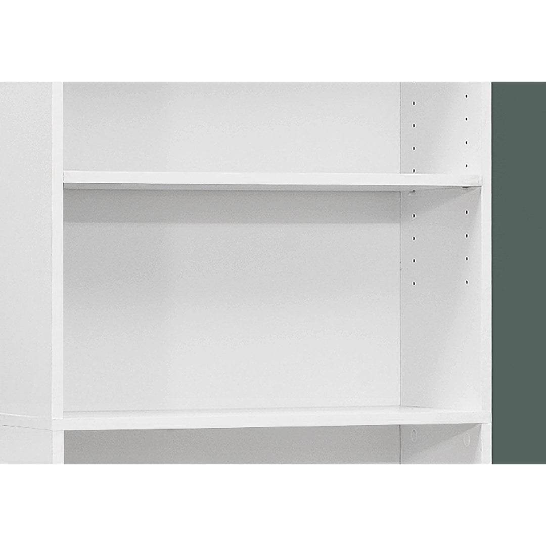 71" White Wood Adjustable Bookcase Image 2