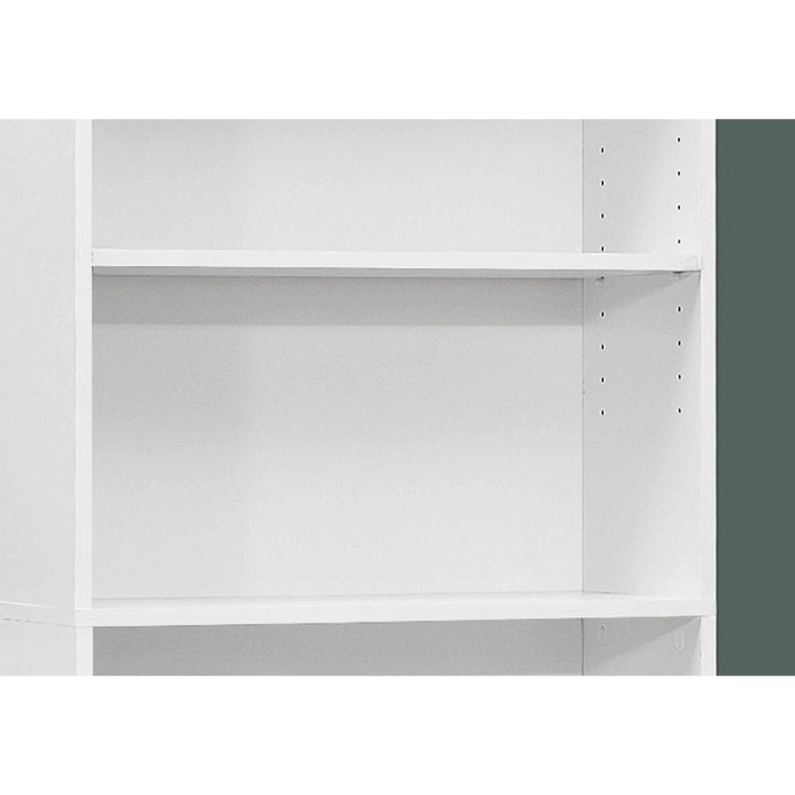 71" White Wood Adjustable Bookcase Image 2