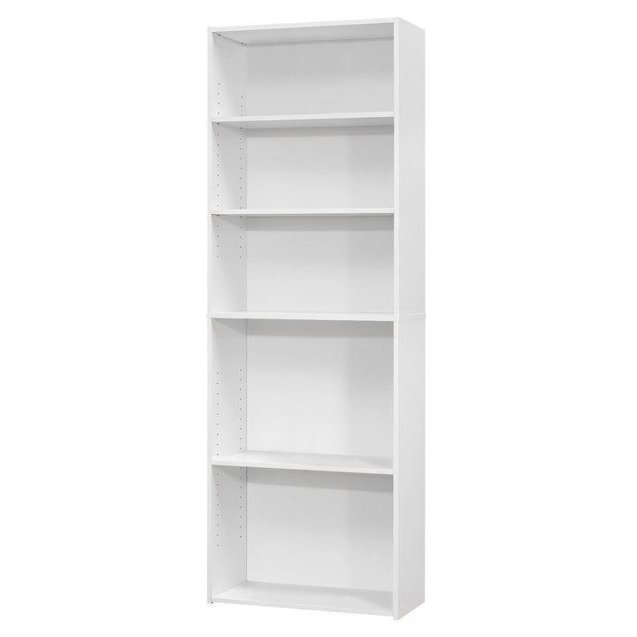 71" White Wood Adjustable Bookcase Image 6