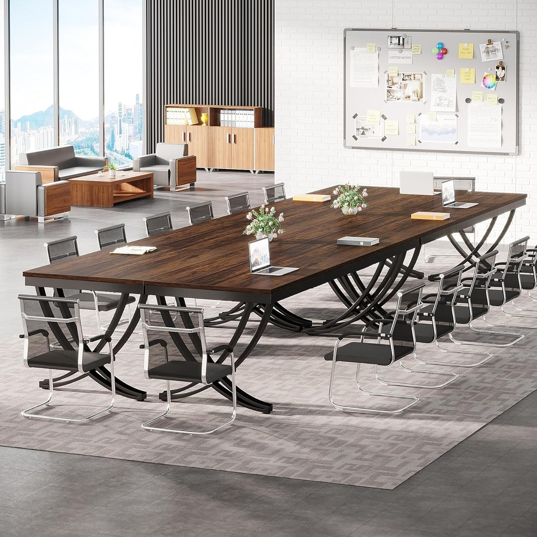 Tribesigns Conference Table 78 Inch Metal Frame Black Brown for 6-8 People Image 4