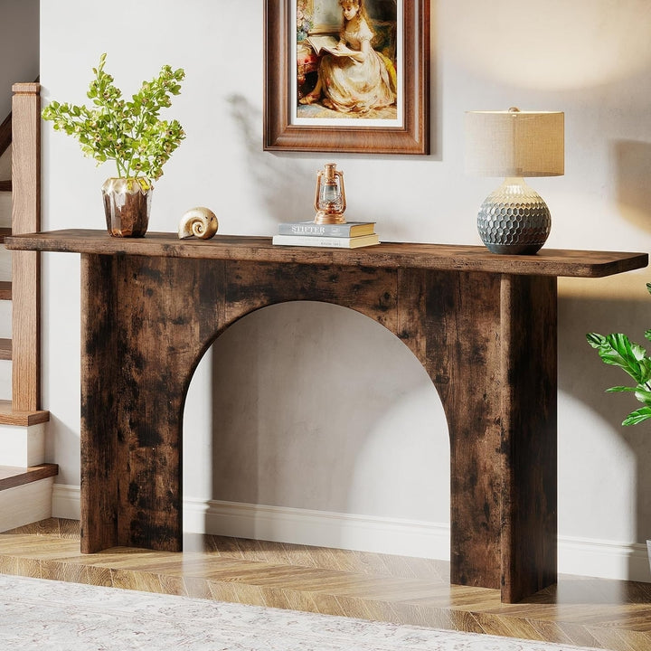 Tribesigns 63 Inch Rustic Wood Console Table Farmhouse Accent Table Brown Image 1