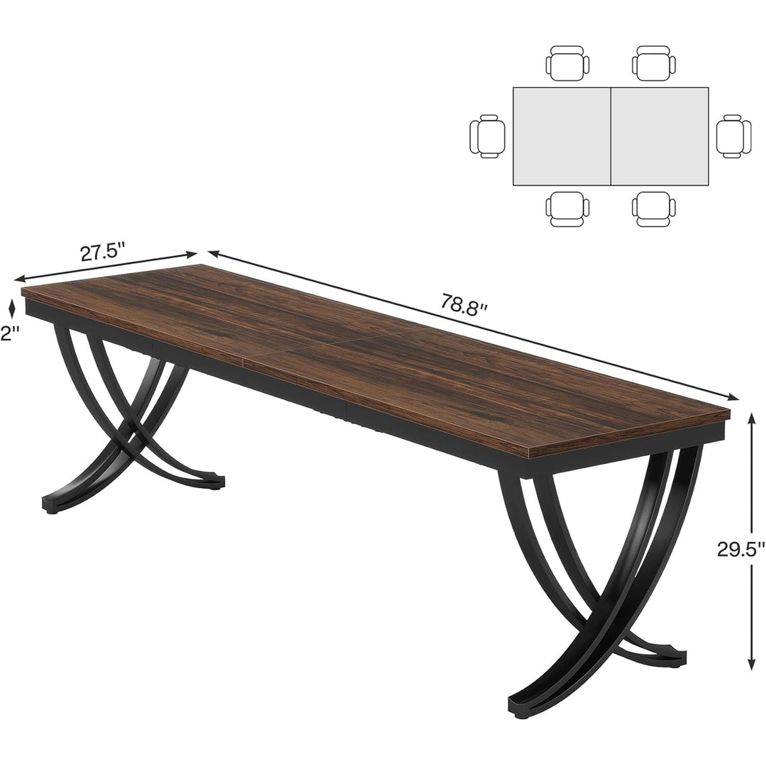 Tribesigns Conference Table 78 Inch Metal Frame Black Brown for 6-8 People Image 6