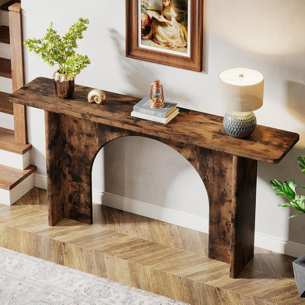 Tribesigns 63 Inch Rustic Wood Console Table Farmhouse Accent Table Brown Image 2