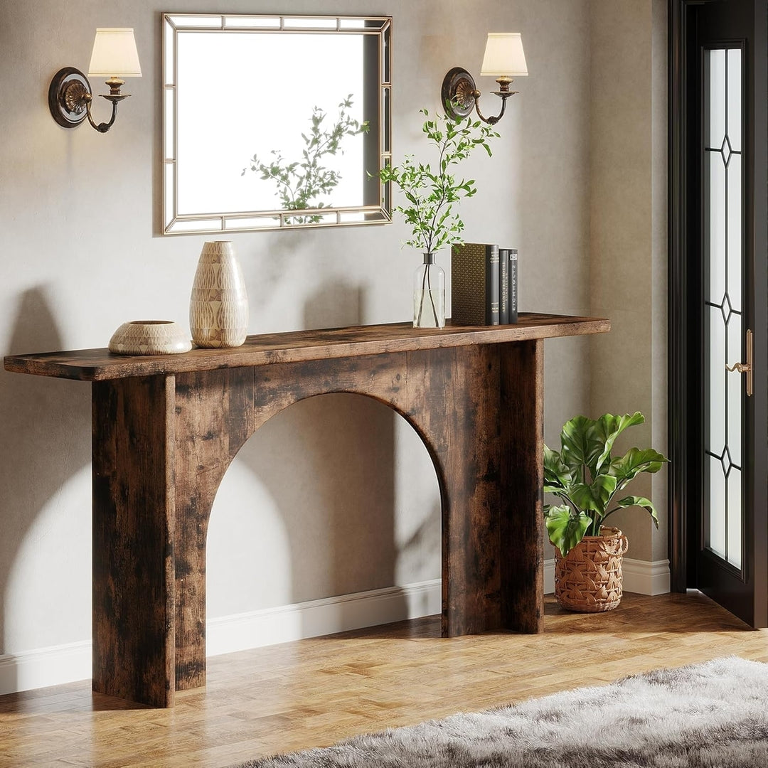 Tribesigns 63 Inch Rustic Wood Console Table Farmhouse Accent Table Brown Image 3