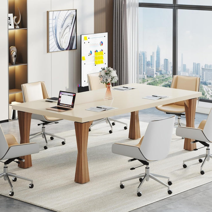 Tribesigns 71" Executive Desk Cream White Large Office Desk Modern Workstation Image 5