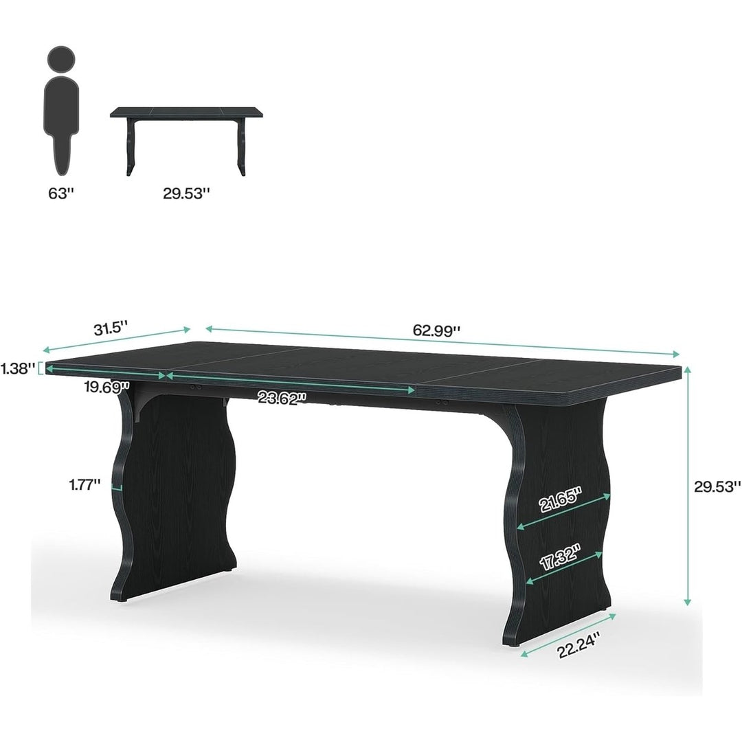 Tribesigns Modern Dining Table for 4-6 Rectangular Wood Kitchen Table 63 Inch Image 6