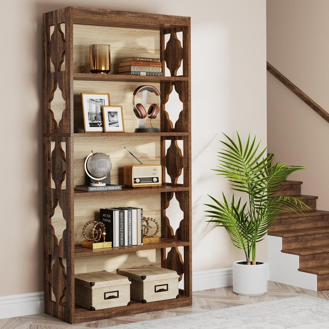 Tribesigns 6-Tier Bookcase, 70-Inch Tall Freestanding Bookshelf with Storage Shelves, Open Bookcase Wood Display Image 2